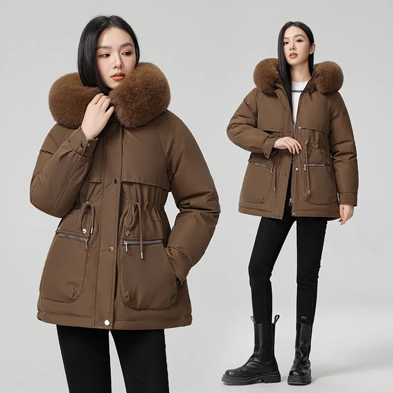 Water-resistant Hip-length Zip-up Parka for Women