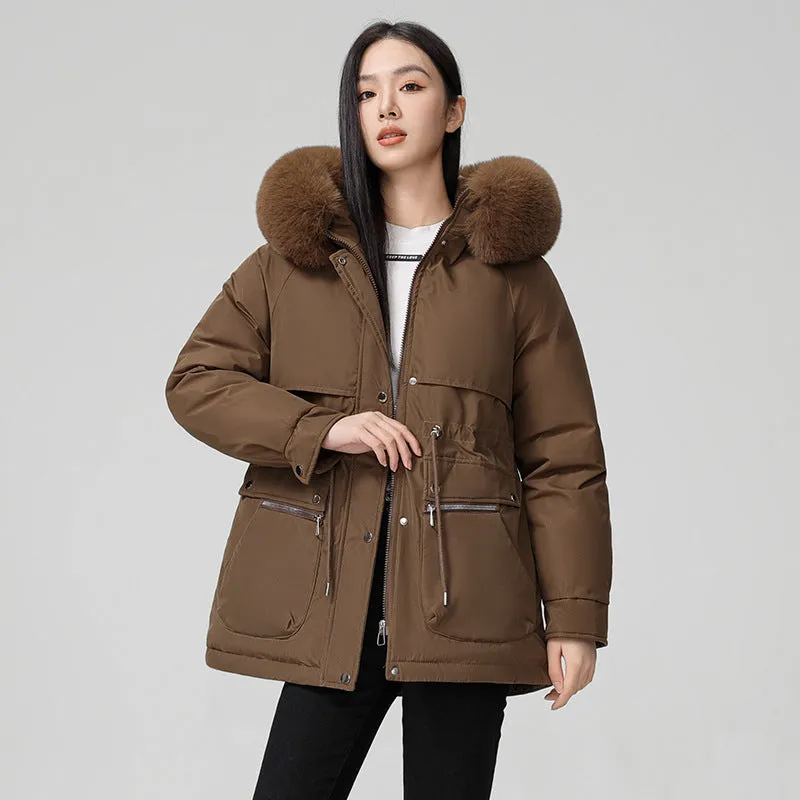 Water-resistant Hip-length Zip-up Parka for Women