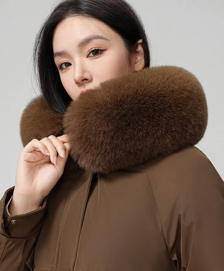 Water-resistant Hip-length Zip-up Parka for Women