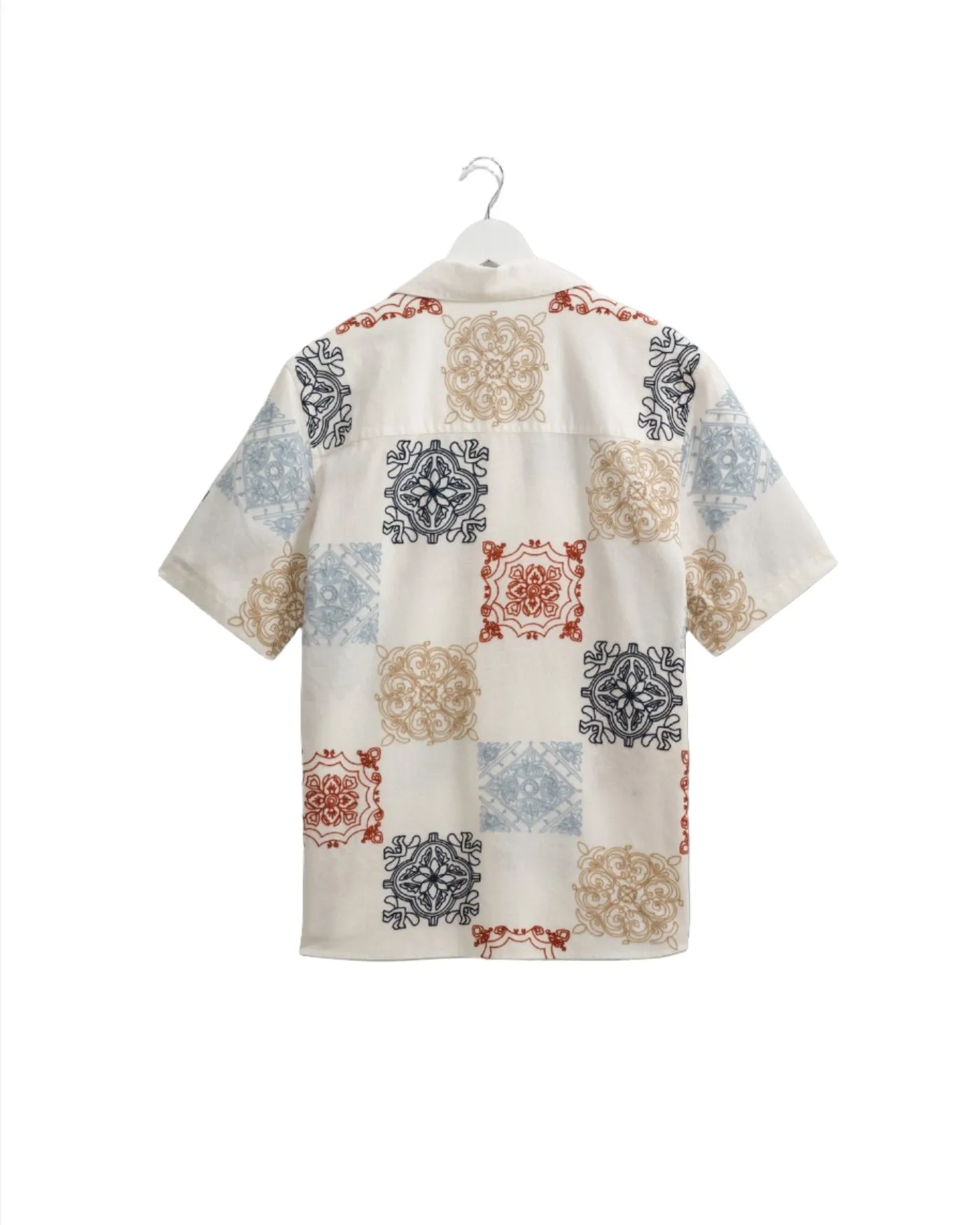 Wax London Didcot Ornate Squares SS Button Down Shirt