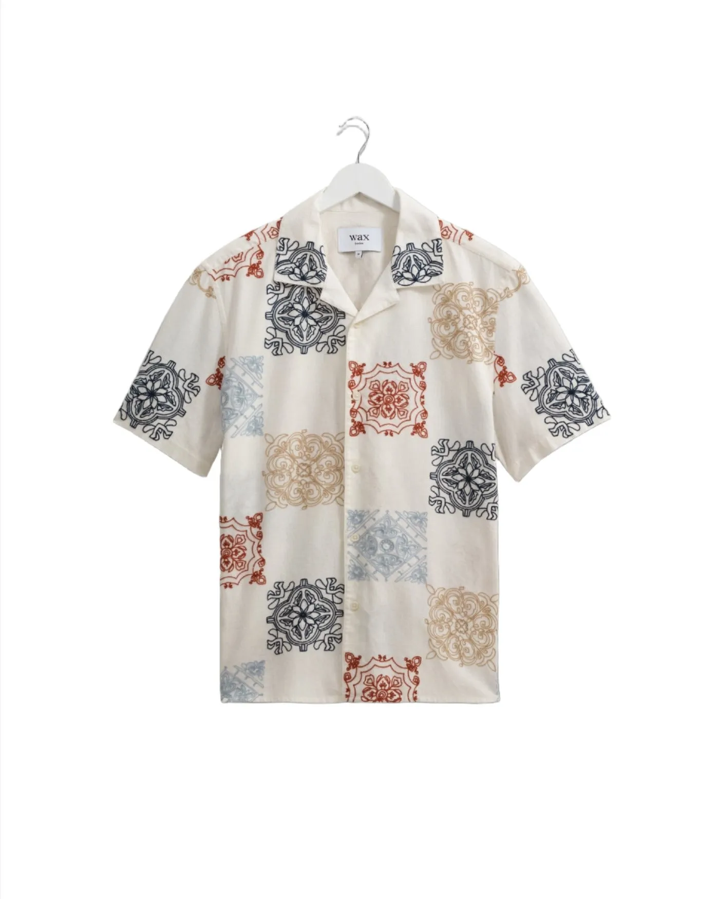 Wax London Didcot Ornate Squares SS Button Down Shirt