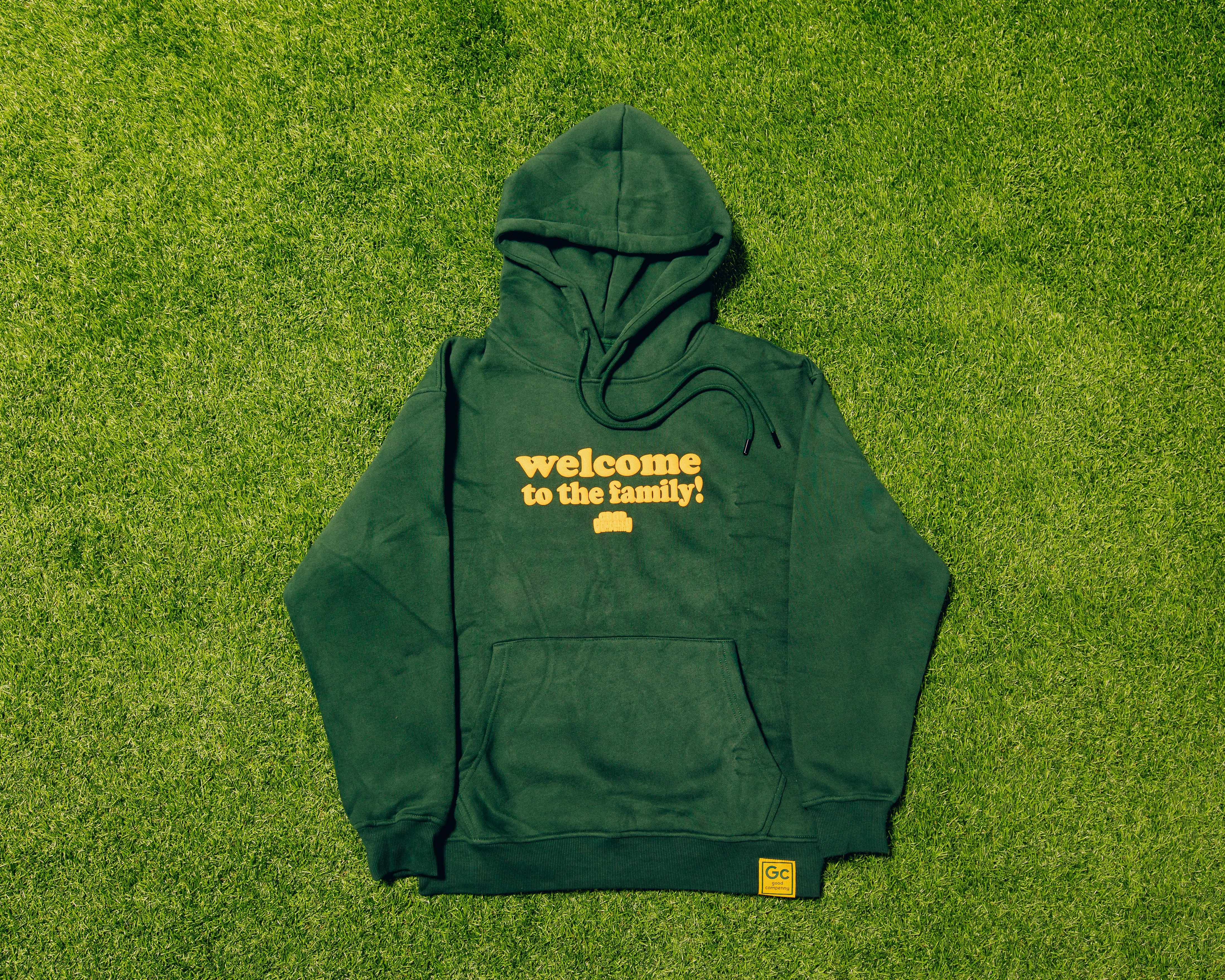 WELCOME TO THE FAMILY! HOODIE GREEN/YELLOW