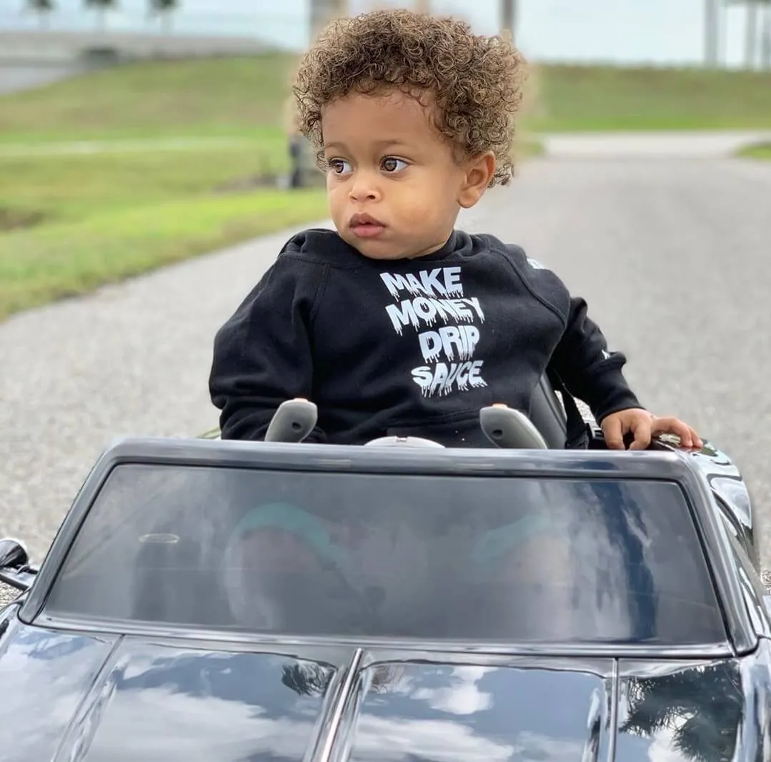 White Make Money Drip Sauce | Black Toddler Hoodie