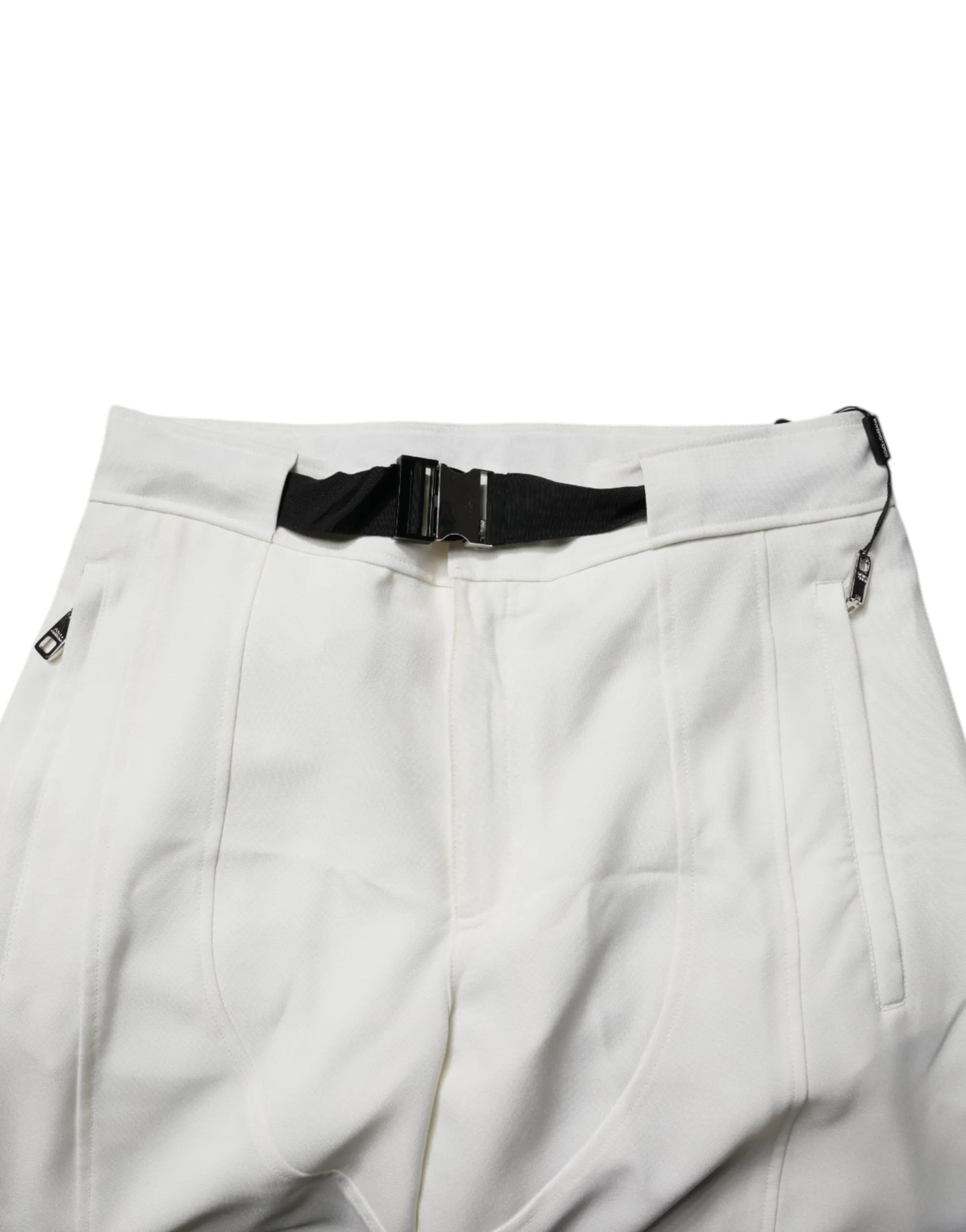 White Mid Waist Wide Leg Pants