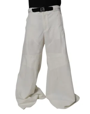 White Mid Waist Wide Leg Pants