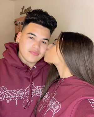 White SA Drip Outline | Maroon Hoodie (Outline Sleeves)