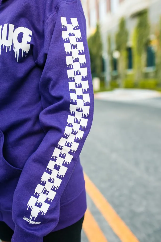 White Sauce (S) | Purple Zip Up Jacket (Soild Checkered Drippin Sleeves)
