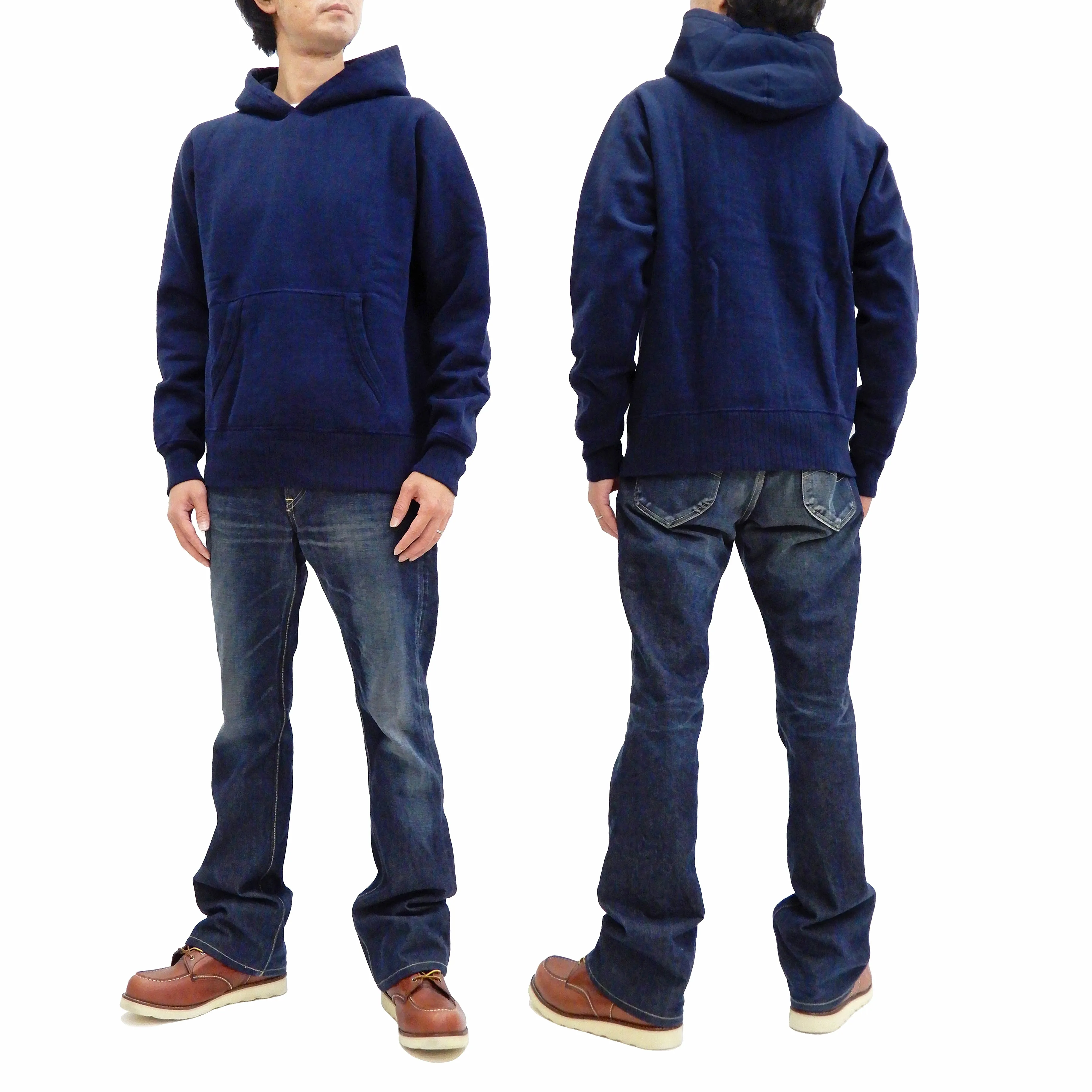 Whitesville Plain Pullover Hoodie Men's Solid Color Hooded Sweatshirt WV67729 Navy-Blue