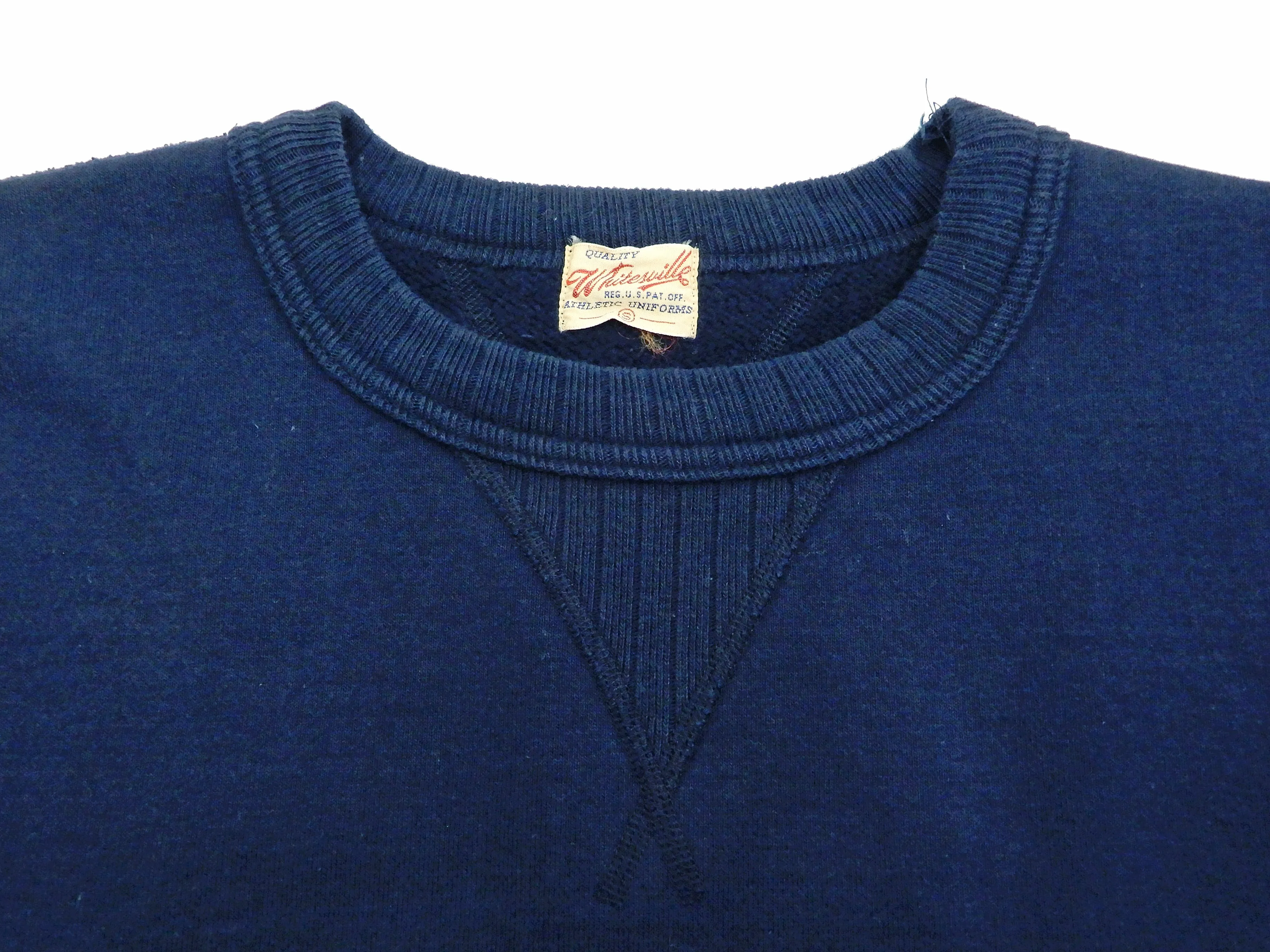 Whitesville Plain Sweatshirt Men's Loop-wheeled V-Insert Vintage Style WV67728 Navy-Blue