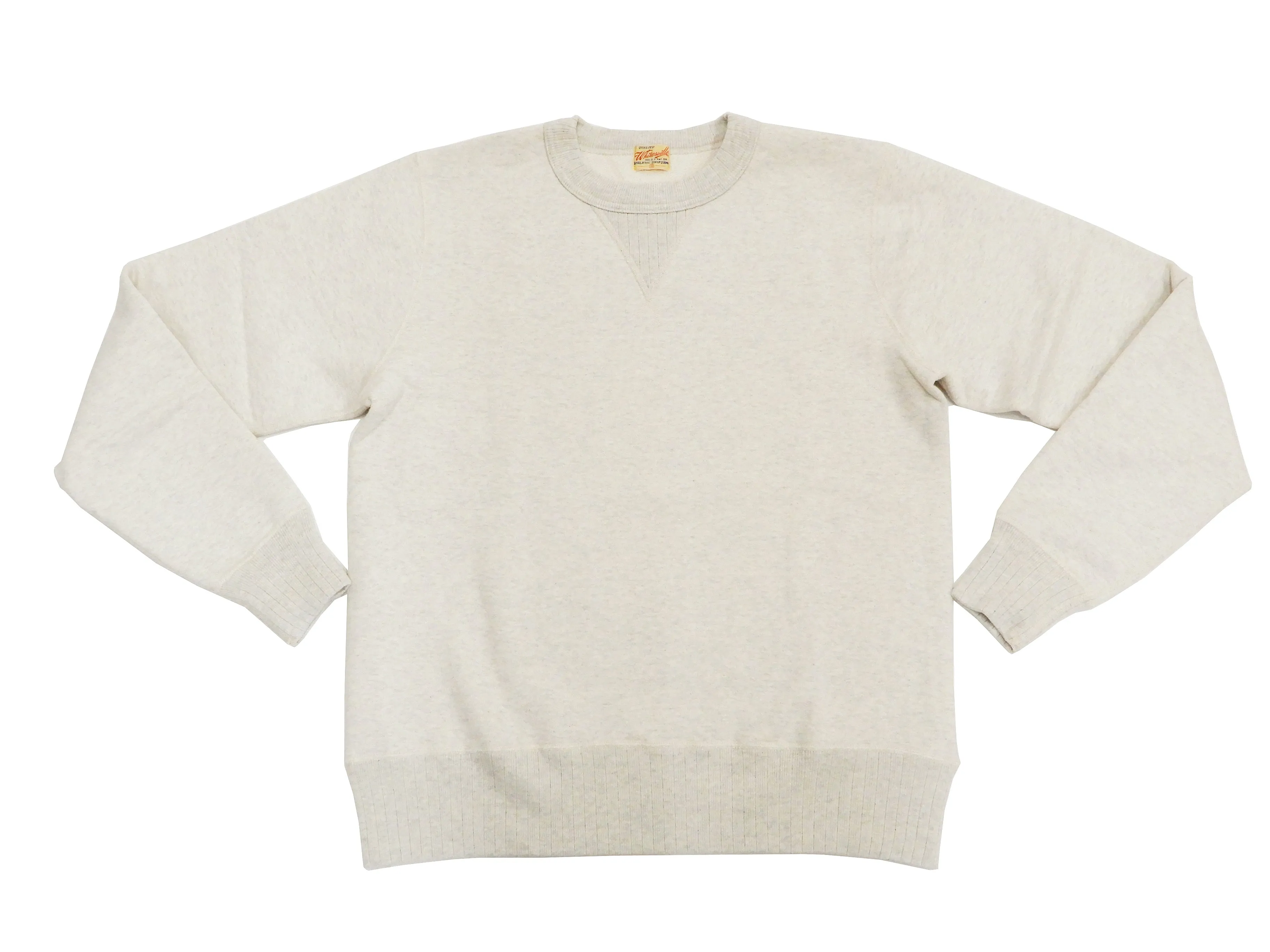Whitesville Plain Sweatshirt Men's Loop-wheeled V-Insert Vintage Style WV67728 Oatmeal