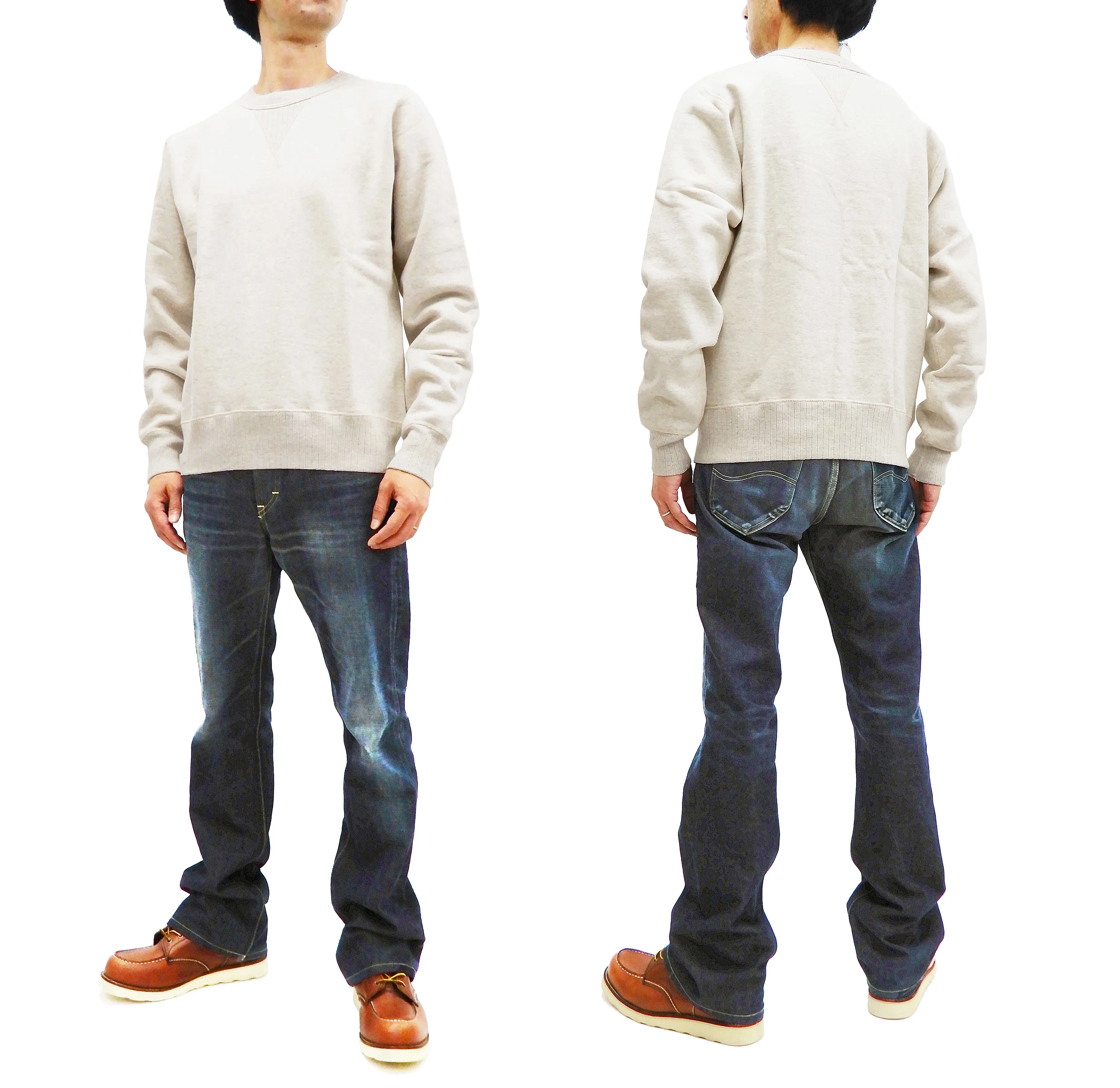 Whitesville Plain Sweatshirt Men's Loop-wheeled V-Insert Vintage Style WV67728 Oatmeal