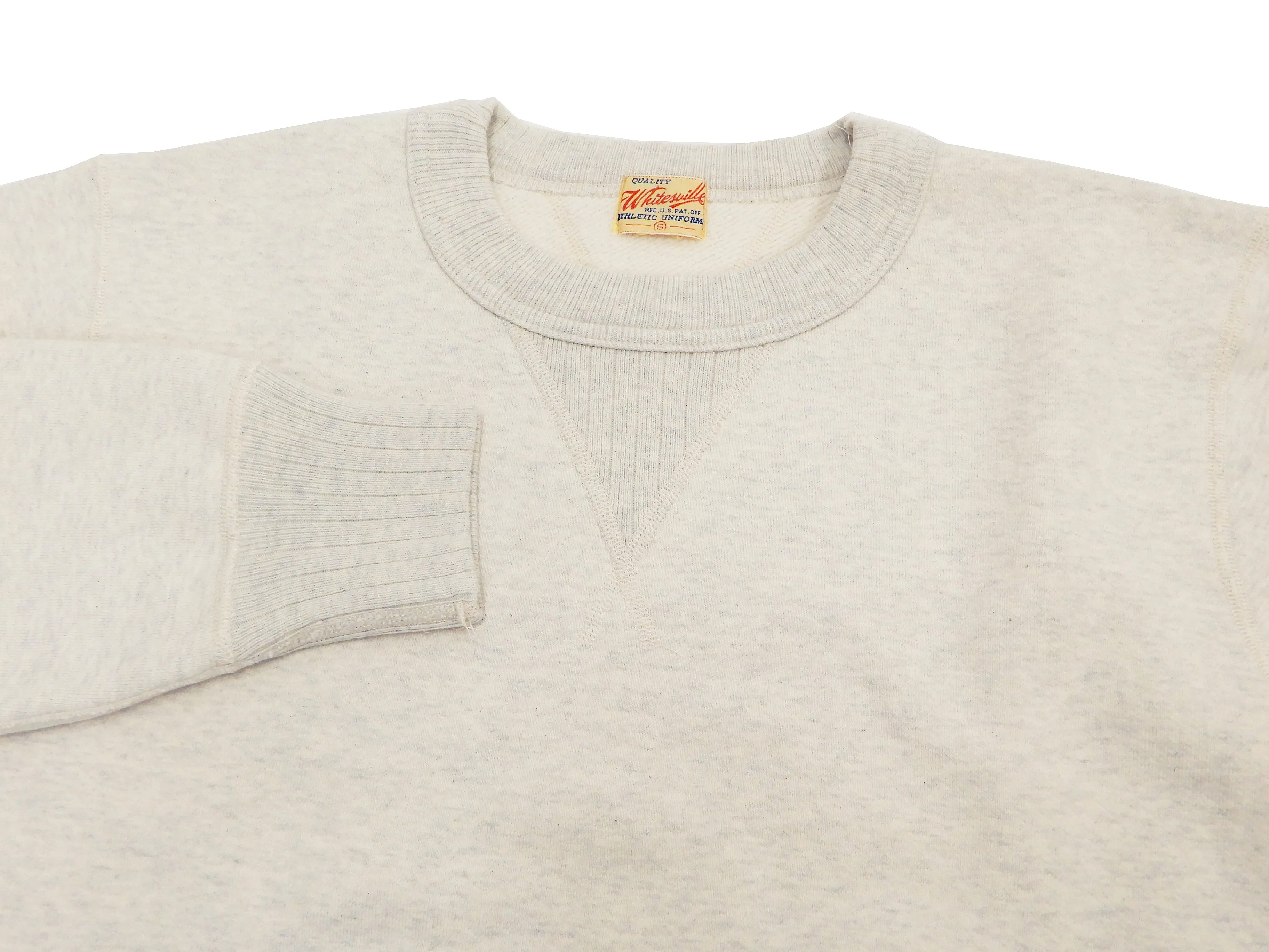 Whitesville Plain Sweatshirt Men's Loop-wheeled V-Insert Vintage Style WV67728 Oatmeal