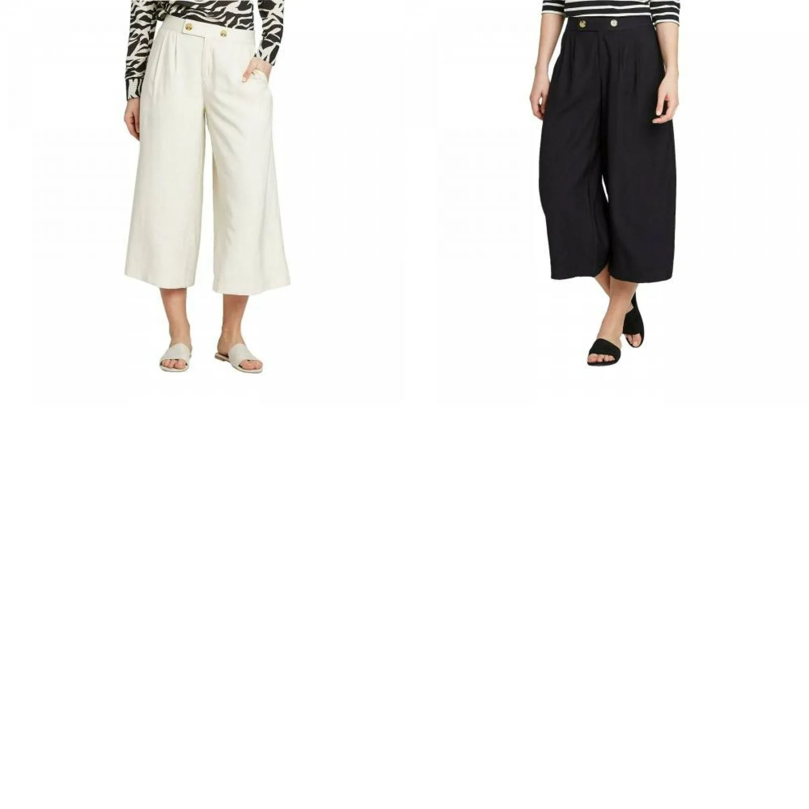 Who What Wear Women's High Rise Wide Leg Front Pleat Cropped Pants