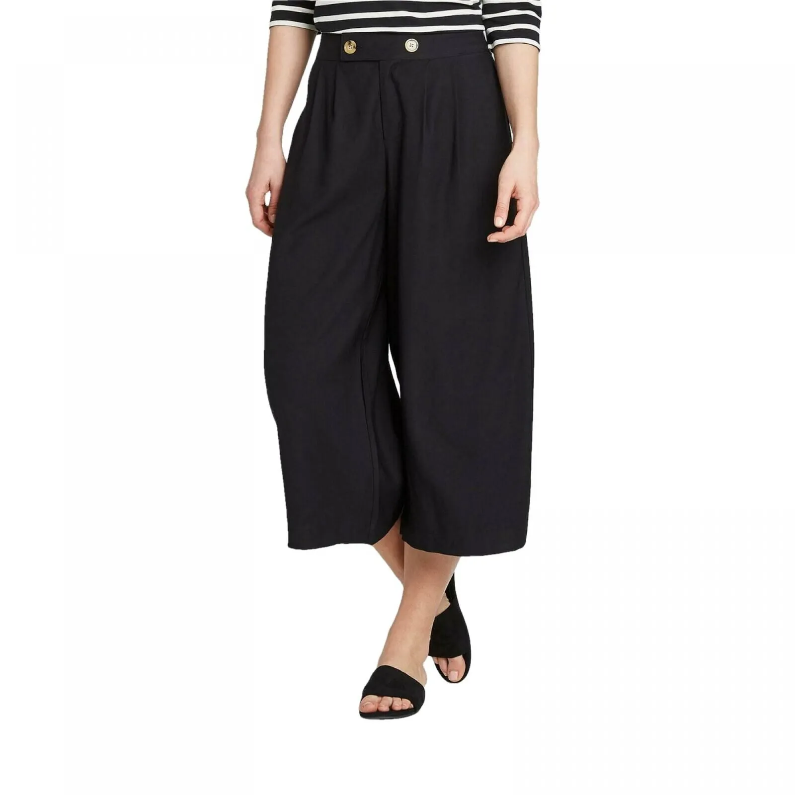Who What Wear Women's High Rise Wide Leg Front Pleat Cropped Pants