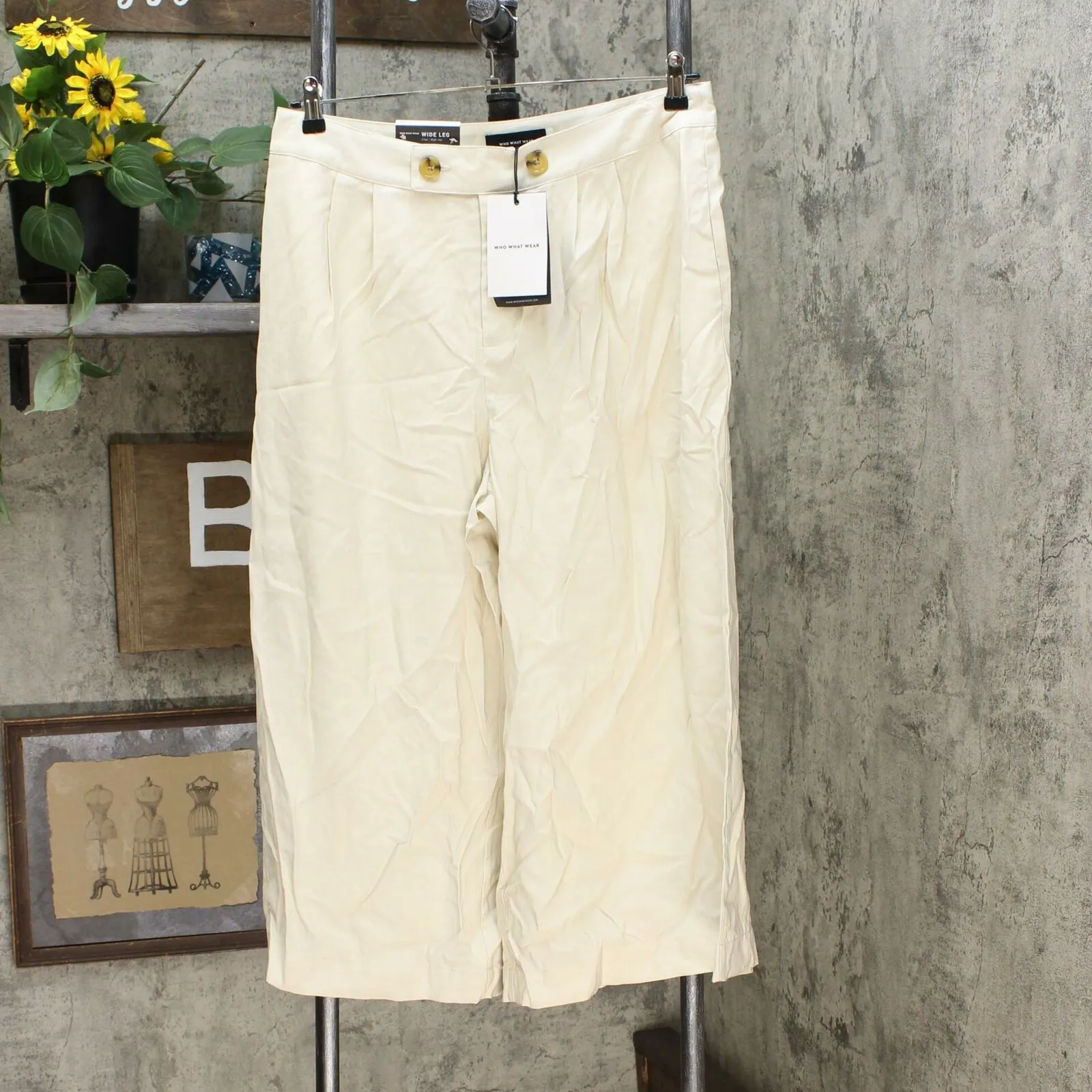 Who What Wear Women's High Rise Wide Leg Front Pleat Cropped Pants