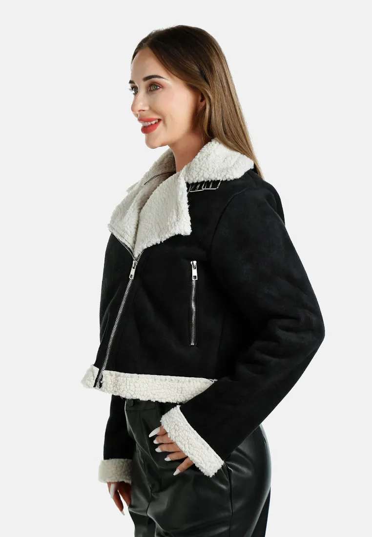 Wide Lapel Sherpa Jacket By RUW