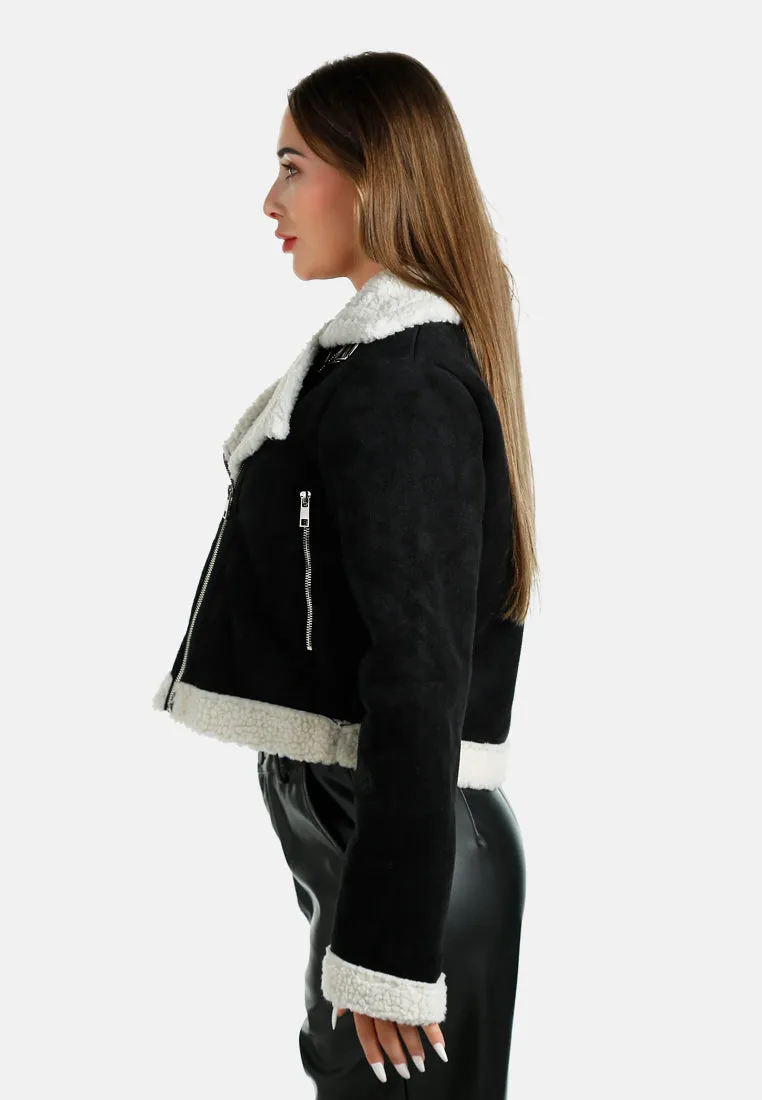 Wide Lapel Sherpa Jacket By RUW