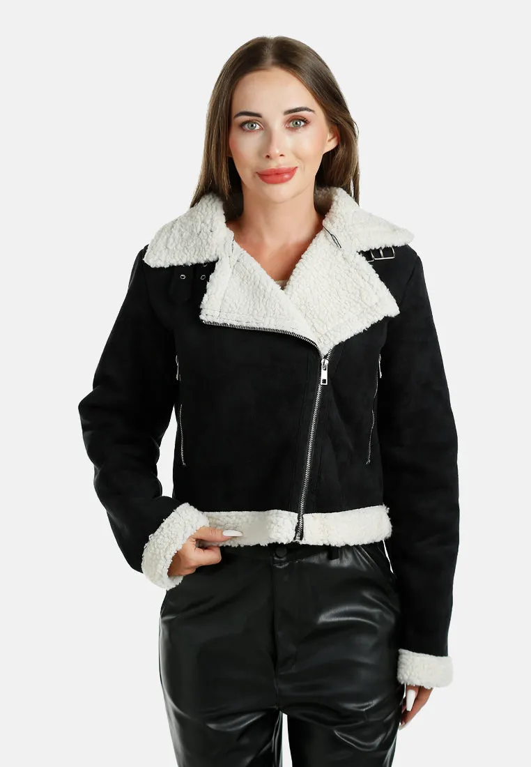 Wide Lapel Sherpa Jacket By RUW