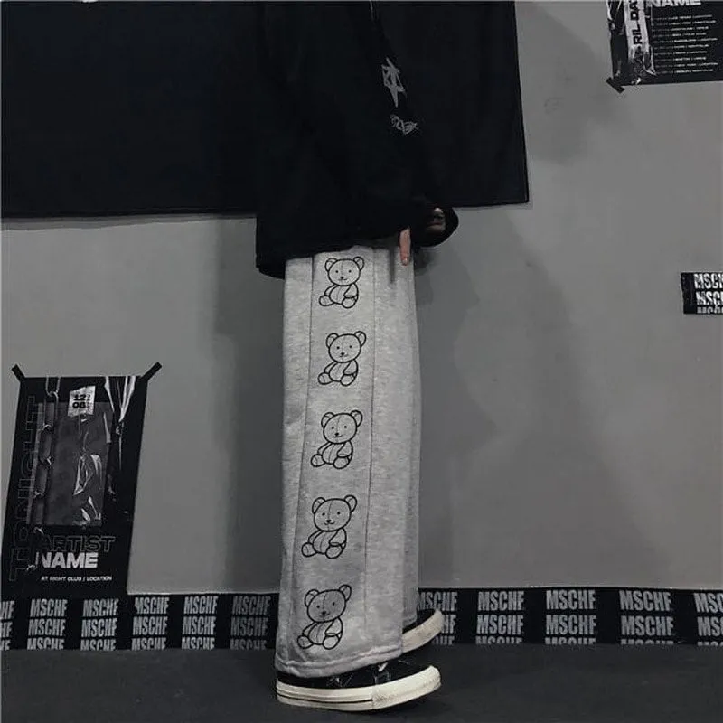 Wide Leg Cartoon Print Pants