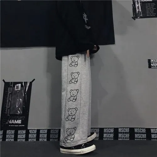 Wide Leg Cartoon Print Pants