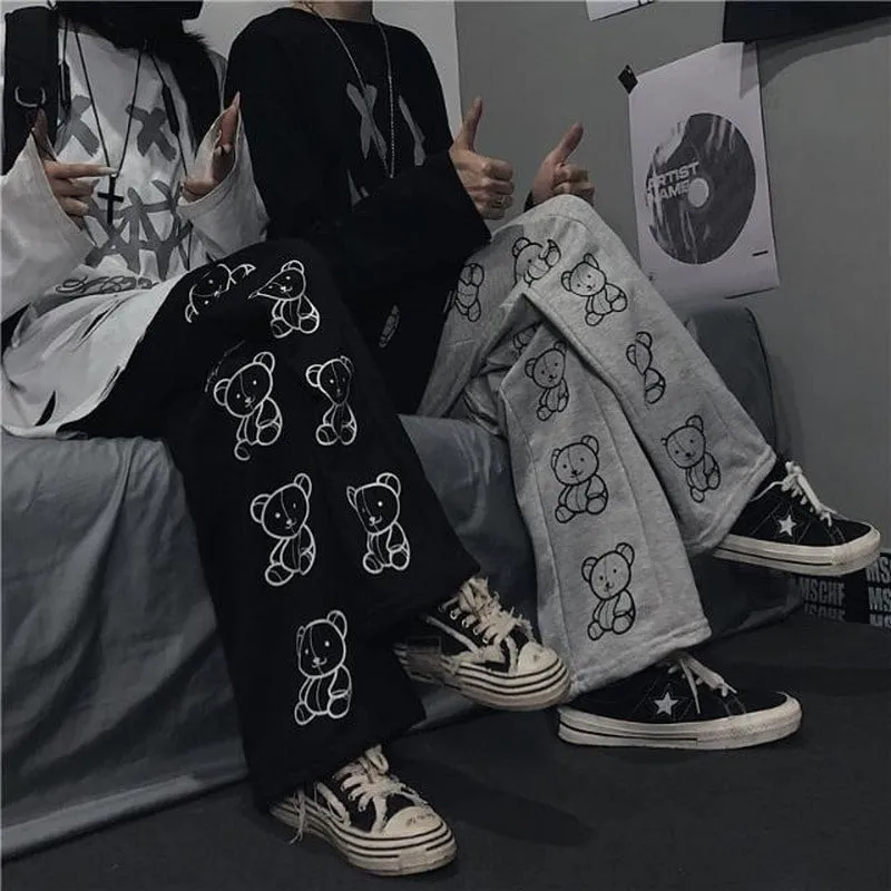Wide Leg Cartoon Print Pants