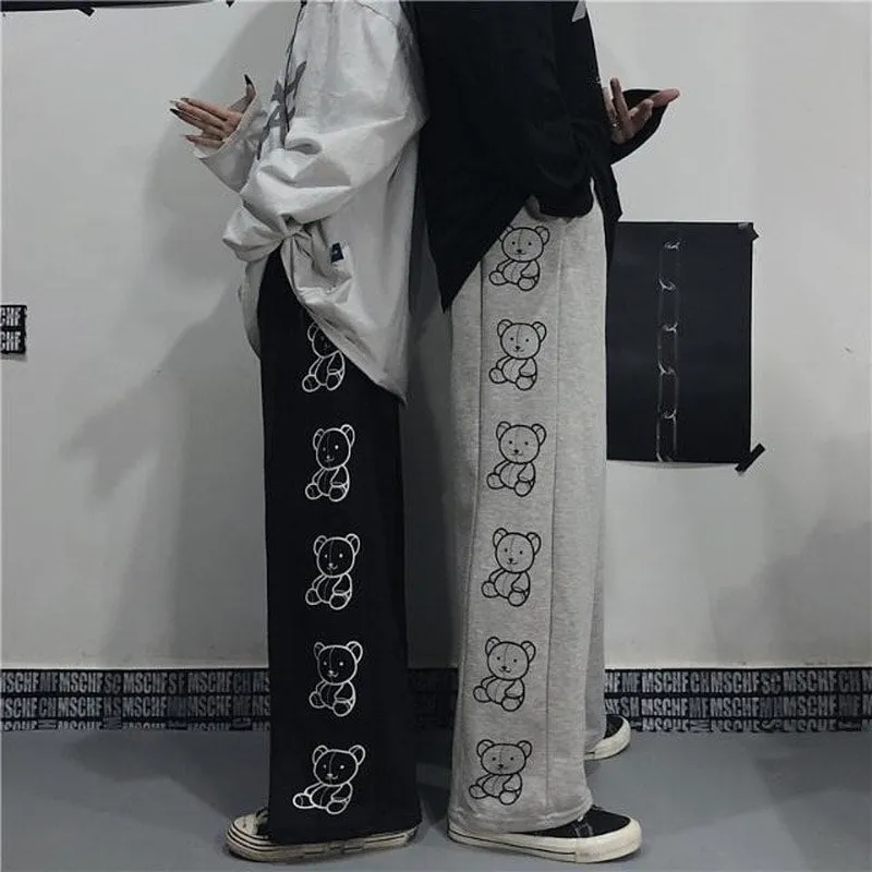 Wide Leg Cartoon Print Pants