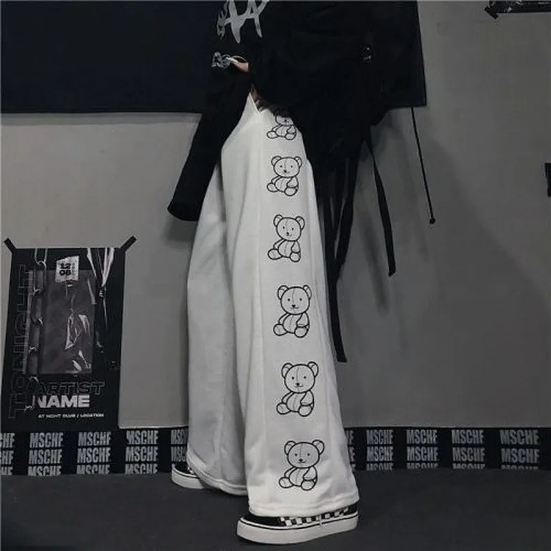 Wide Leg Cartoon Print Pants