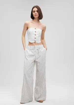 Wide Leg Striped White Pants