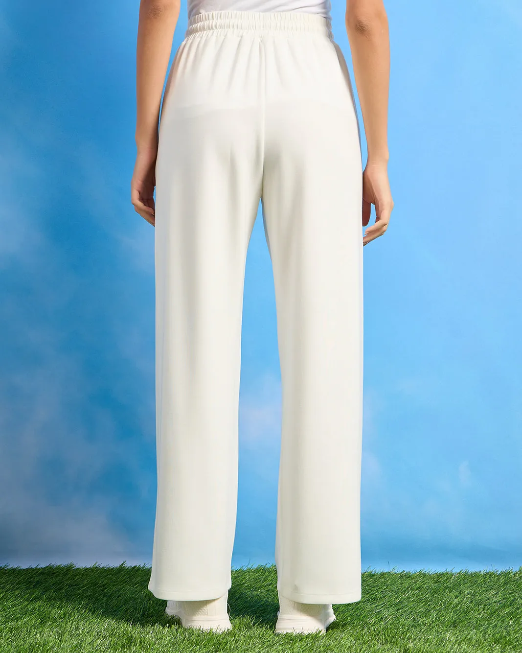 Women Ivory Wide Leg Active Pants