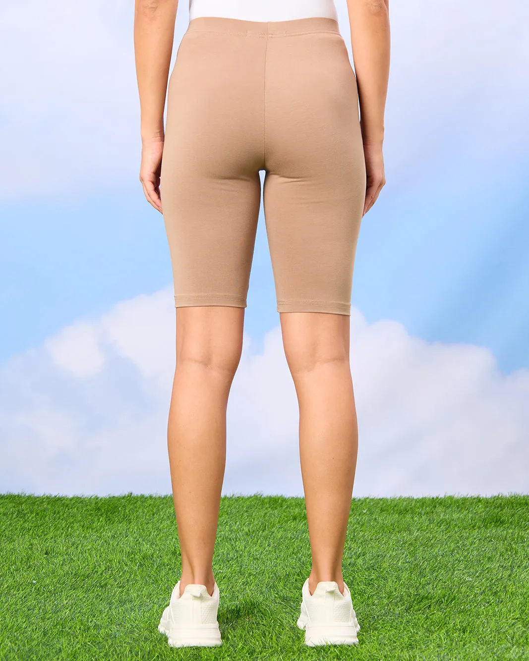 Women Taupe Biker Shorts