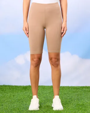 Women Taupe Biker Shorts