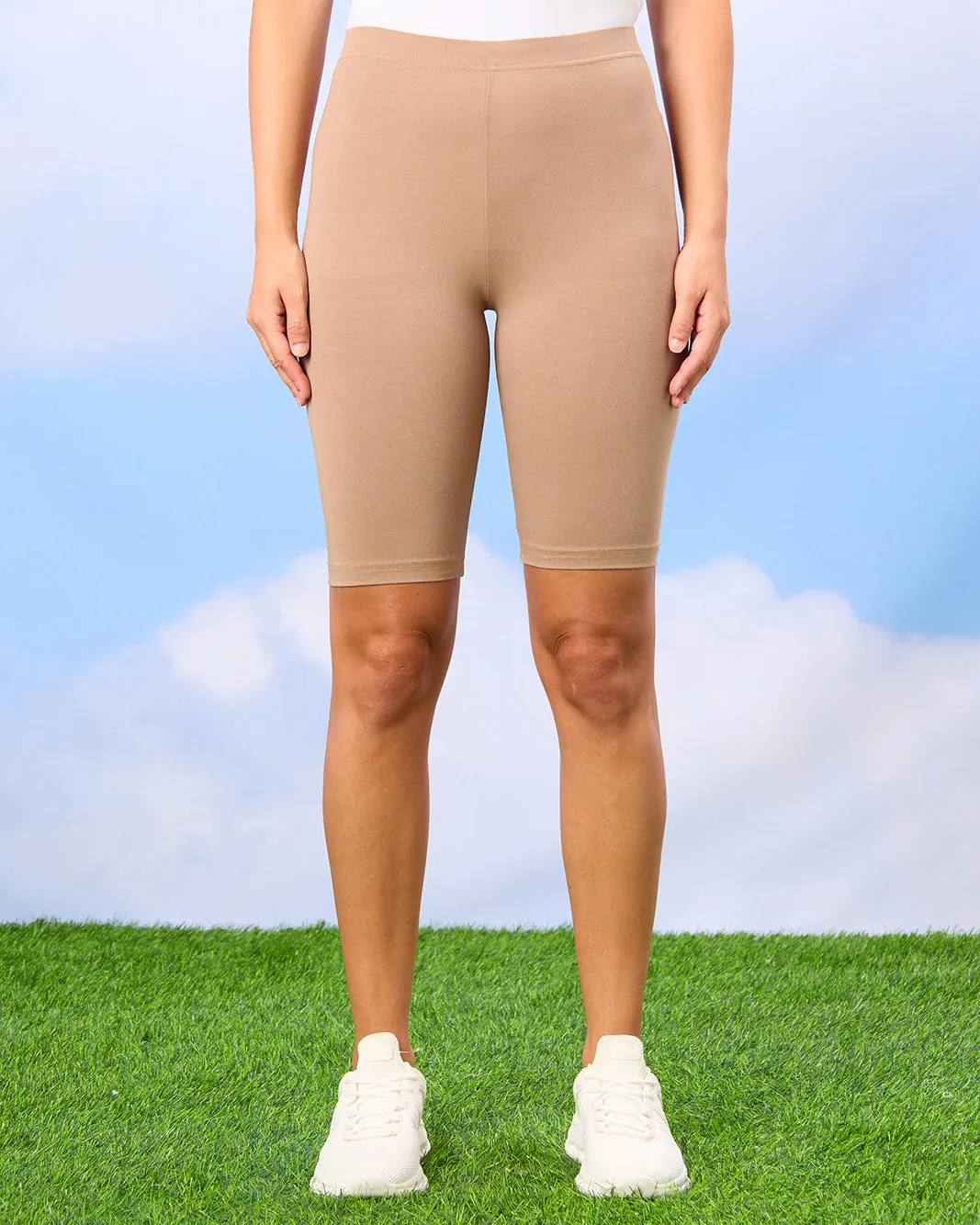 Women Taupe Biker Shorts