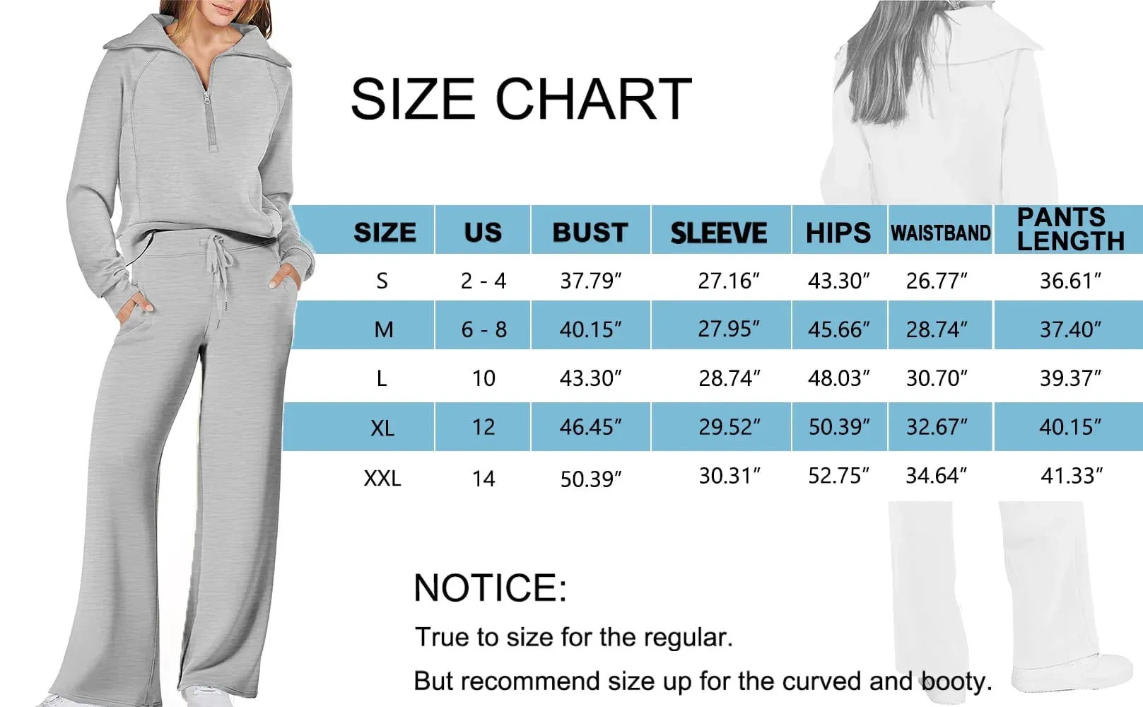 Women's 2-Piece Outfit Set - Oversized Half-Zip Sweatshirt & Drawstring Sweatpants with Pockets