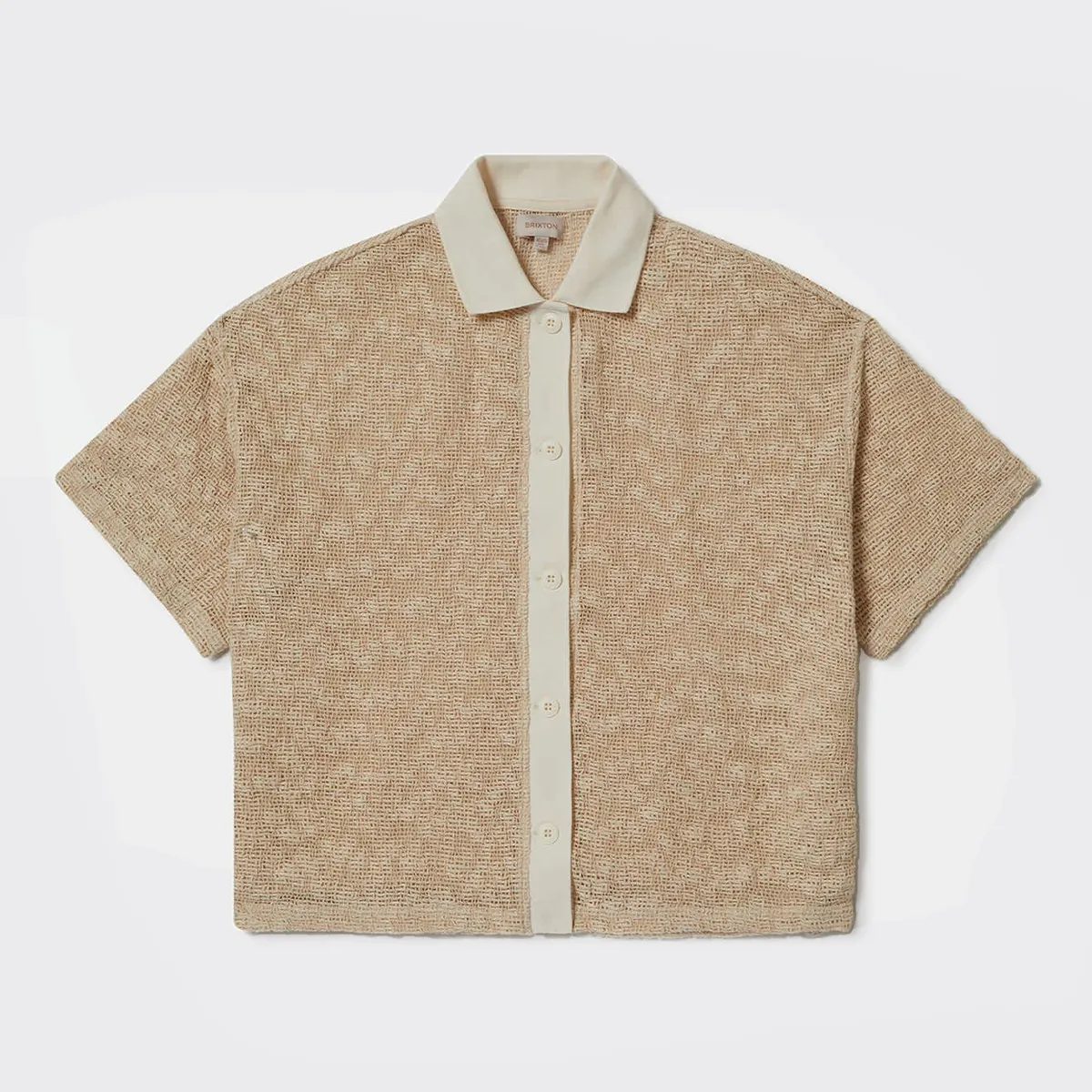 Womens Camp Mesh Button Down S/S Polo - White