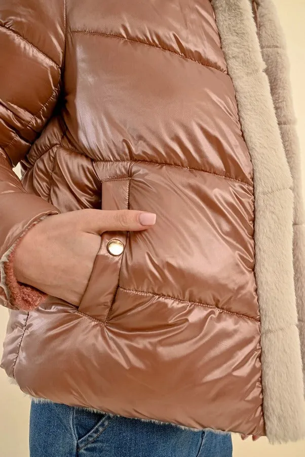 Women's Hooded Faux Fur Lined Jacket