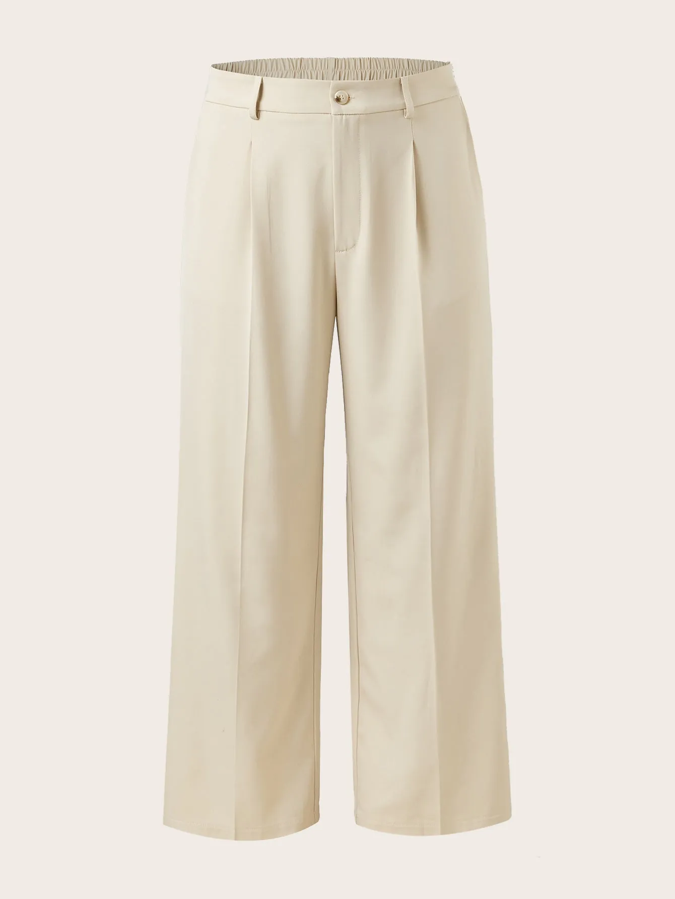 Women's Plus Size High Waist Straight Leg Trousers - Elegant, Polyester, Machine Washable, Casual Suit Pants For Women