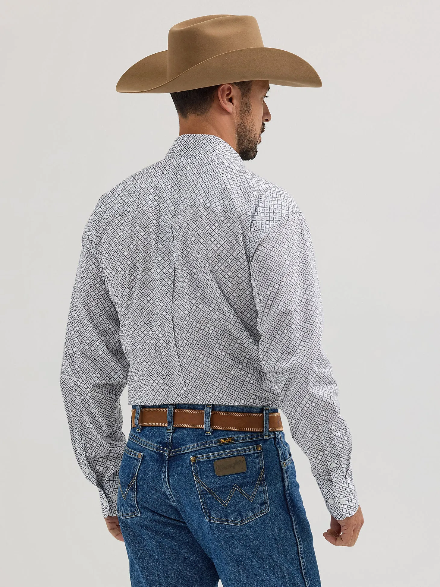 Wrangler George Strait Long Sleeve Bars White 112356599