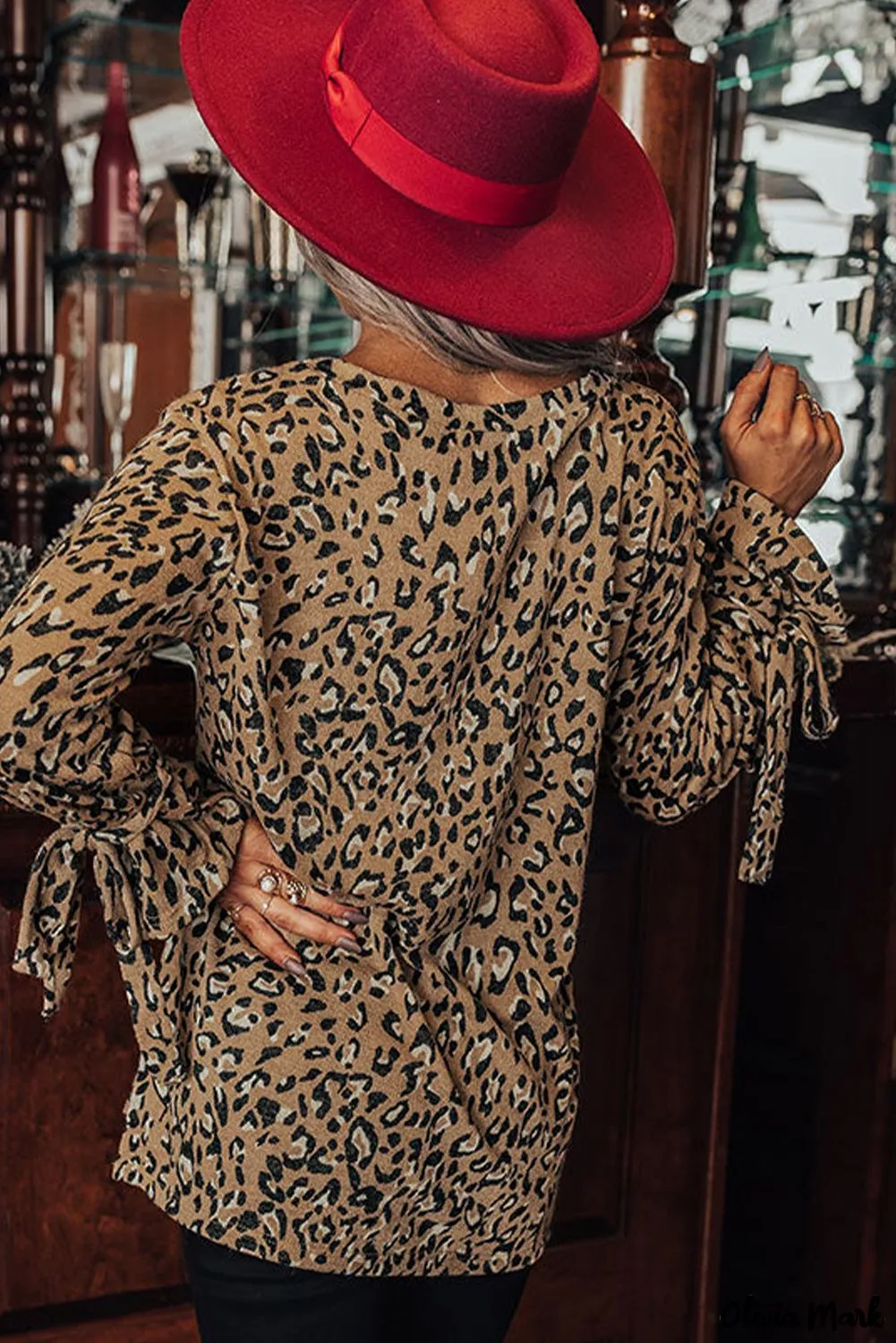 Xieyinshe - Leopard Print Long Sleeve Blouse