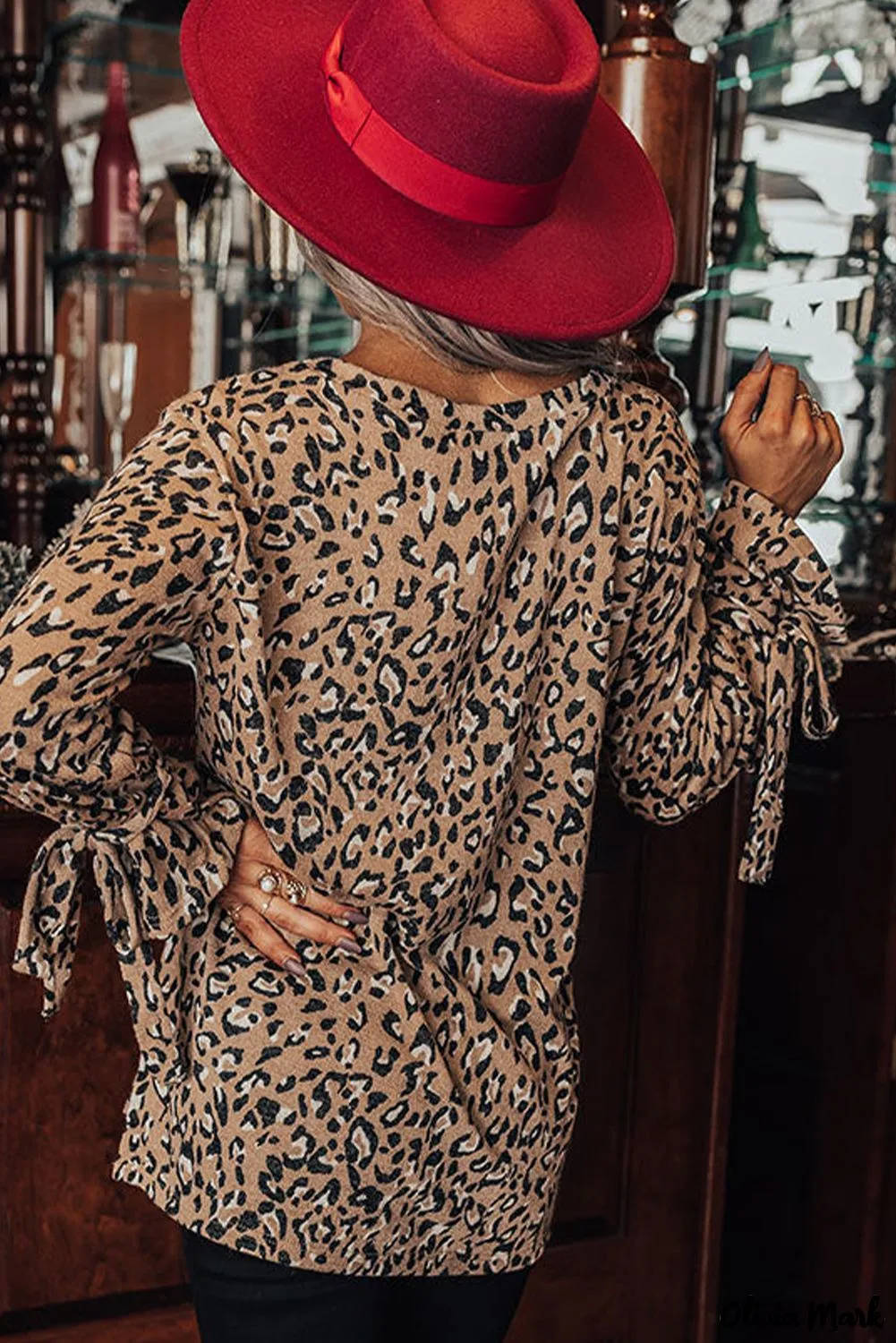 Xieyinshe - Leopard Print Long Sleeve Blouse