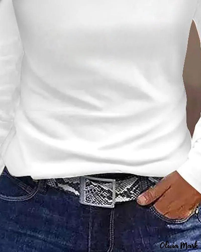 Xieyinshe - Long Sleeve Cold Shoulder Eyelet Blouse