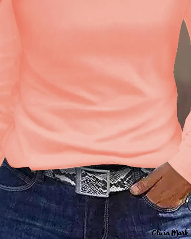 Xieyinshe - Long Sleeve Cold Shoulder Eyelet Blouse