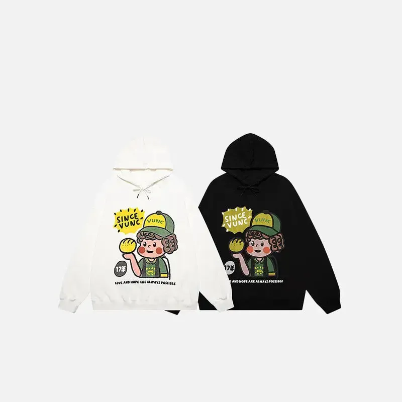Y2K Cute Boy Graphic Print Oversized Hoodie for Comfort and Style