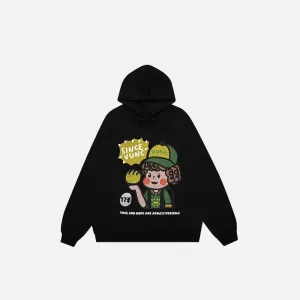Y2K Cute Boy Graphic Print Oversized Hoodie for Comfort and Style