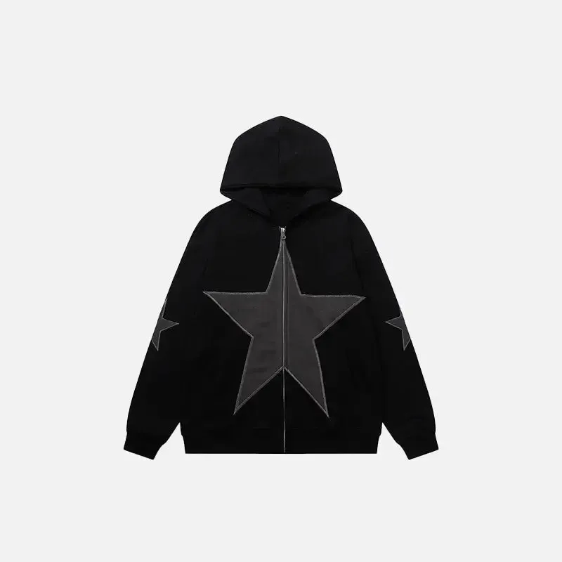 Y2K Hoodies with Star Graphic Patch for Trendy Style and Comfort