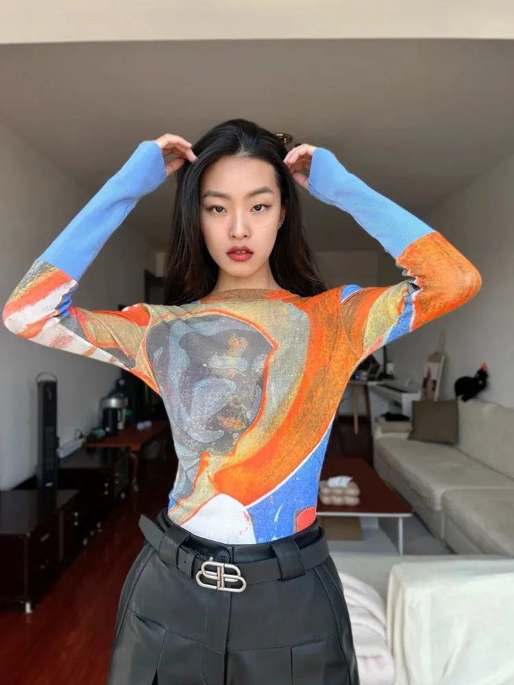 Y2K Space Face Top