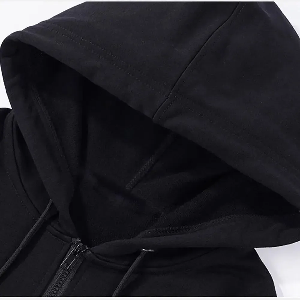 Y2K Zip Cardigan Hoodie in Solid Black for Effortless Style