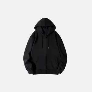 Y2K Zip Cardigan Hoodie in Solid Black for Effortless Style