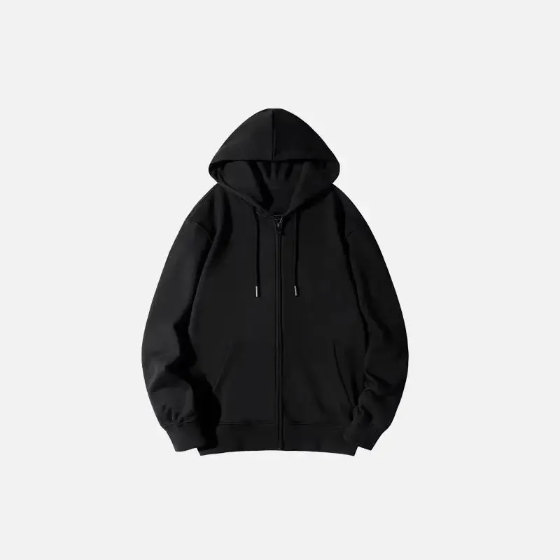 Y2K Zip Cardigan Hoodie in Solid Black for Effortless Style