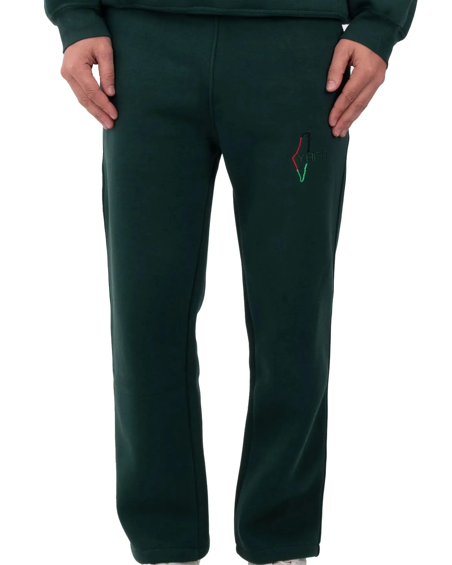 YAFA FOREST GREEN STITCHED SWEATPANTS – RESPECT EXISTENCE EDITION