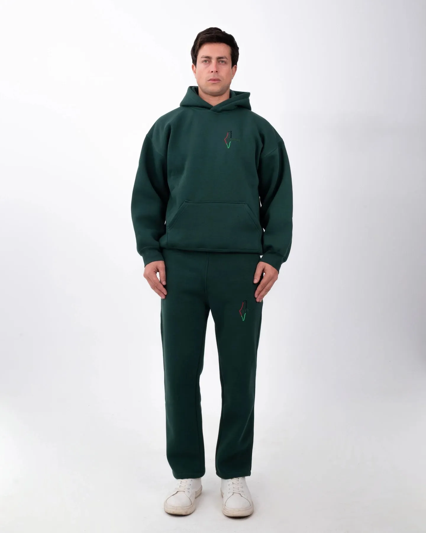 YAFA FOREST GREEN STITCHED SWEATPANTS – RESPECT EXISTENCE EDITION